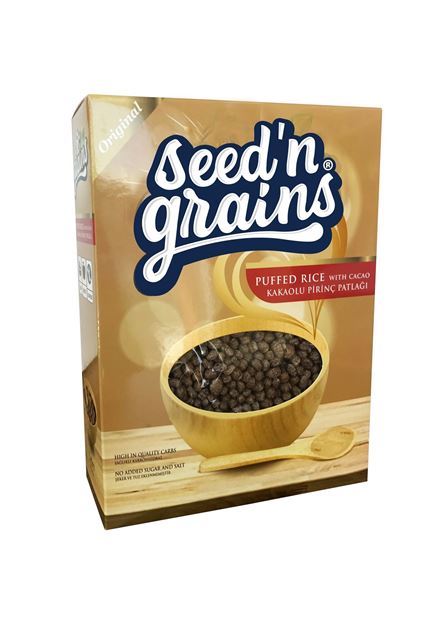 Seed'n Grains 100%  Düyü Lopaları  Kakaolu (Şekersiz) 250 qr.